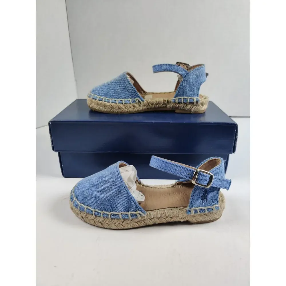 Polo Ralph Lauren Toddler Espadrille Blue Holbrook Girl's Size 7 Canvas Sandals